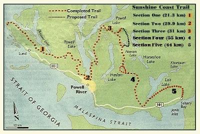 Map of the Sunshine Coast Trail