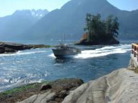 Approaching Malibu Rapids on the way to Princess Louisa Inlet, photo courtesy of Sunshine Coast Tours